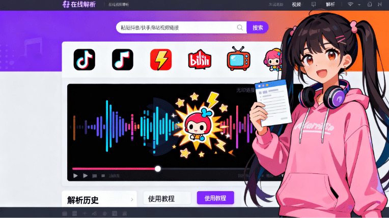 宝藏网站！从抖音、快手、B站等各大平台一键解析无水印视频，简单易用，输入链接即可提取 Bugpk